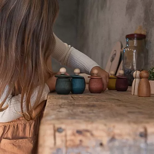 Grapat Houten Poppetje In Bakje - Violet - Afbeelding 3