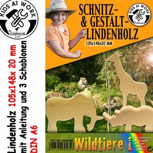 Kids At Work Kleine Plank Met 3 Sjablonen - Safari 1 - Afbeelding 2