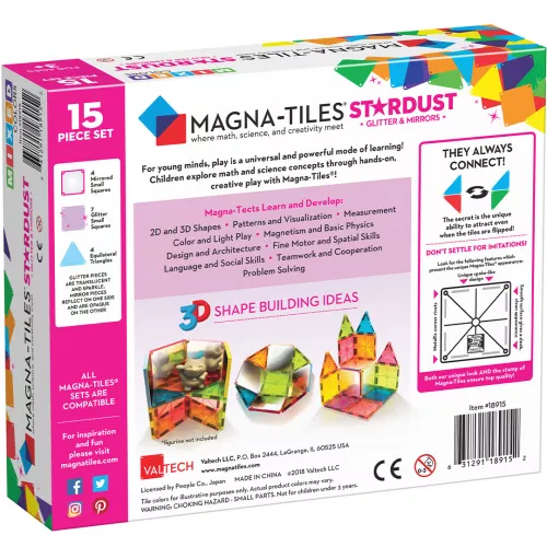 Magna-tiles Magnetische Tegels Stardust - 15st - Afbeelding 5