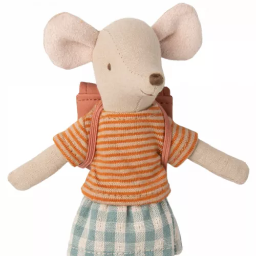 Maileg Knuffelmuis Grote Zus - Driewieler - Old Rose - 13 Cm - Afbeelding 2