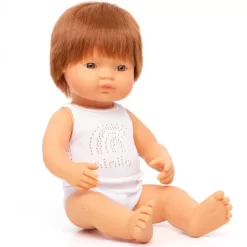 Miniland Babypop Met Ondergoed Jongen Rood Haar - 38 Cm