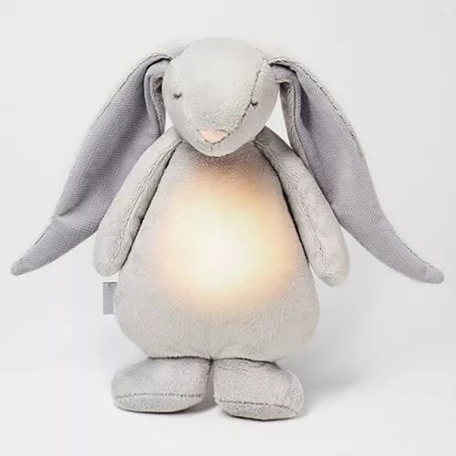 Moonie Knuffelkonijn Met Nachtlamp En Geluid - Silver - 28 Cm