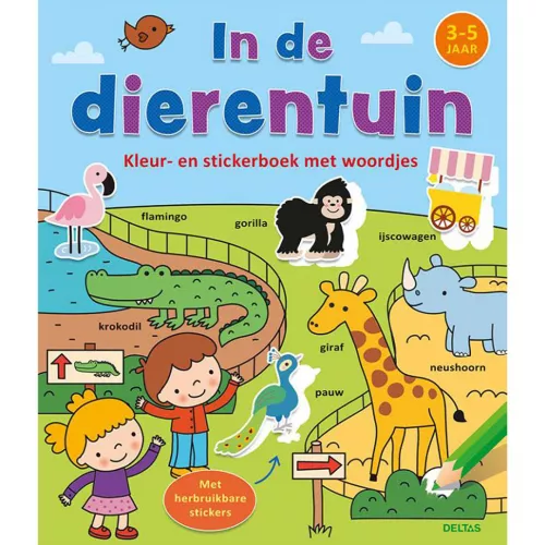 Uitgeverij Deltas Kleur- En Stickerboek Met Woordjes - In De Dierentuin